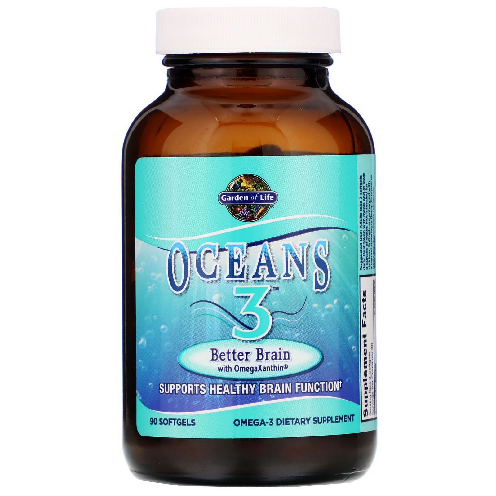 Garden of Life, Oceans 3, Better Brain with OmegaXanthin, 90 Cápsulas Softgel - Imagem 3