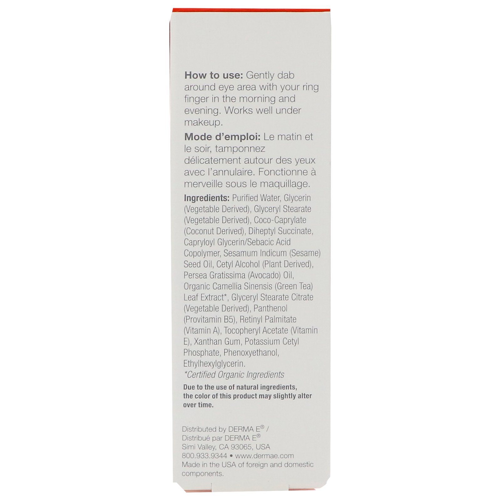 Derma E, Creme Antirrugas para Olhos, 1/2 oz (14 g) - Imagem 2