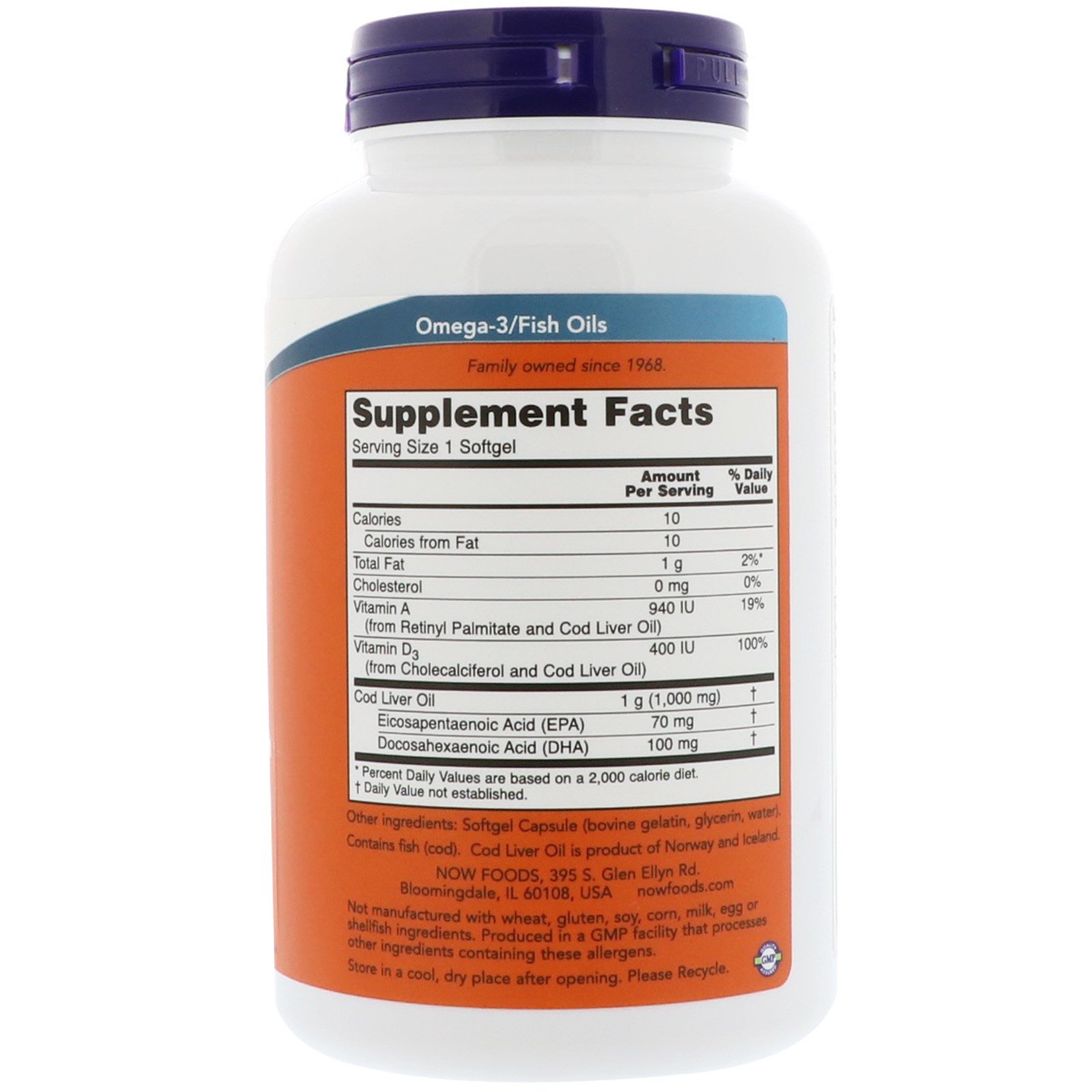 Now Foods, Óleo de Fígado de Bacalhau, 1.000 mg, 180 Cápsulas Softgel - Imagem 2