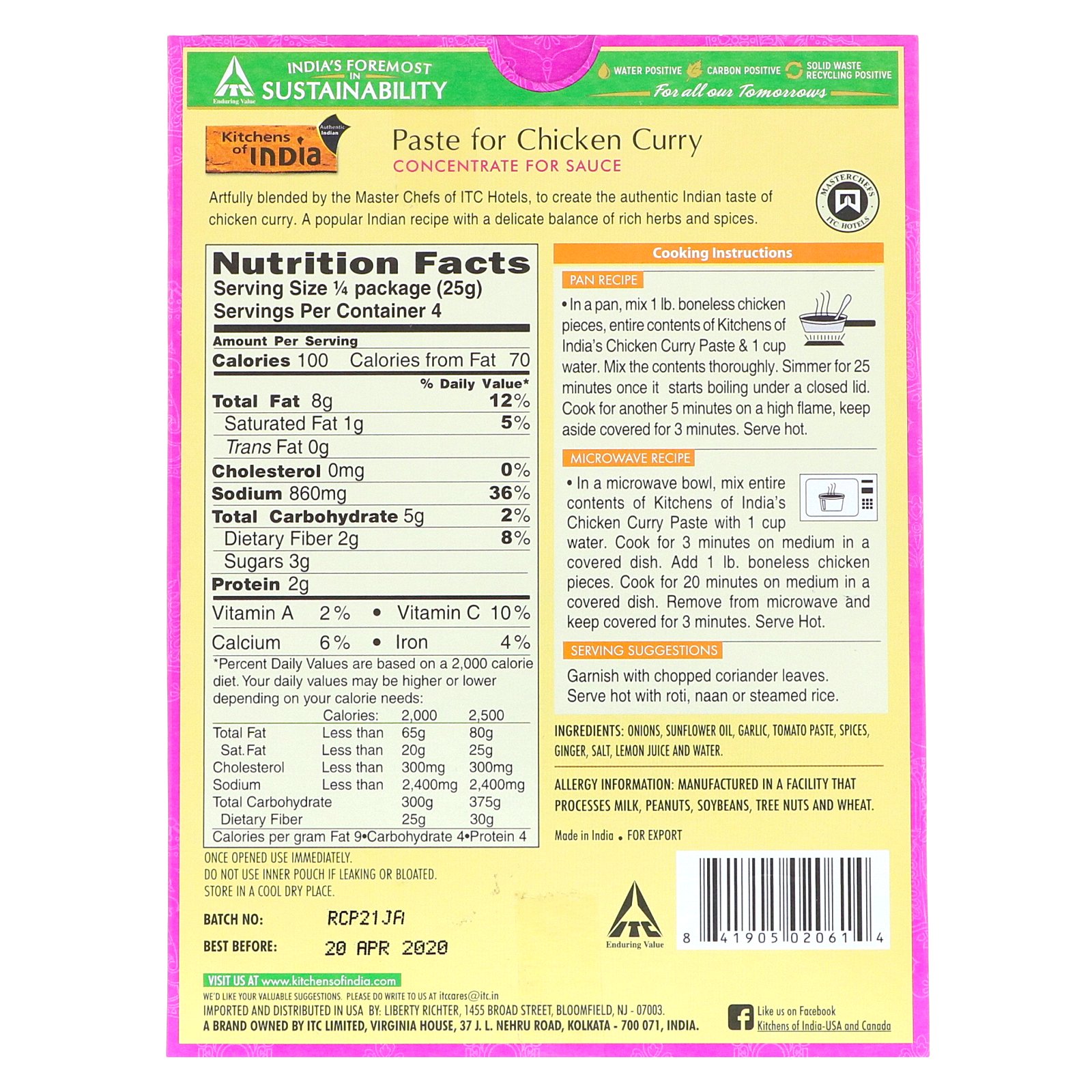 Kitchens of India, Pasta para frango Curry, concentrado para molho, médio, 3,5 onças (100 g) - Imagem 2