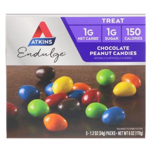 Atkins, Endulge, Doces de Amendoim com Chocolate, 5 Pacotes, 34 g (1,2 oz) Cada