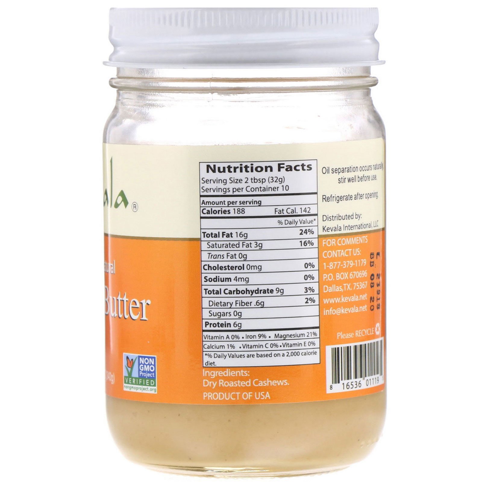 Kevala, Manteiga de Caju Natural Premium, 12 oz (340 g) - Imagem 2