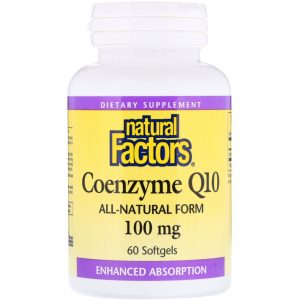 Natural Factors, Coenzima Q10, Absorção Otimizada, 100 mg, 60 Cápsulas Gelatinosas