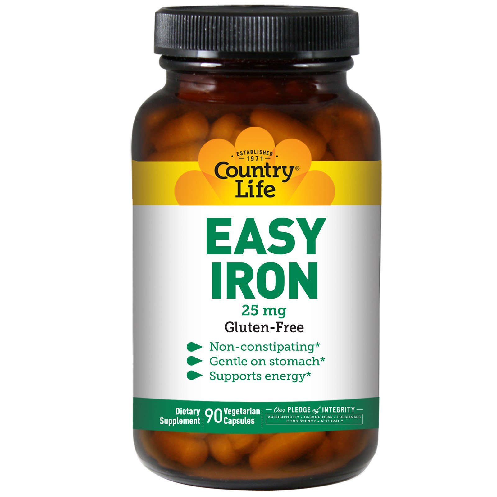 Country Life, Easy Iron, 25 mg, 90 Cápsulas Vegetarianas