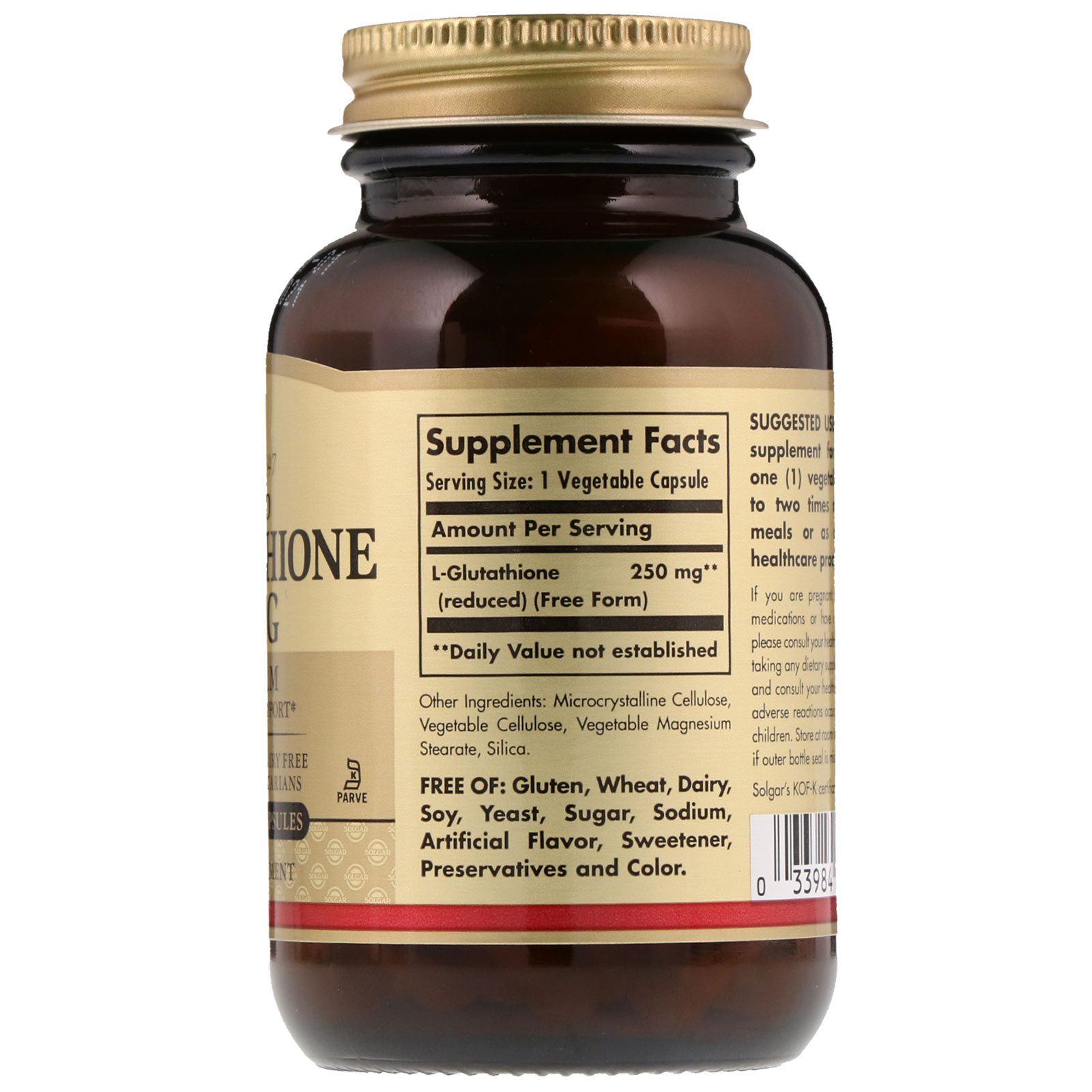 Solgar, L-Glutationa Reduzida, 250 mg, 60 Cápsulas Vegetais - Imagem 2