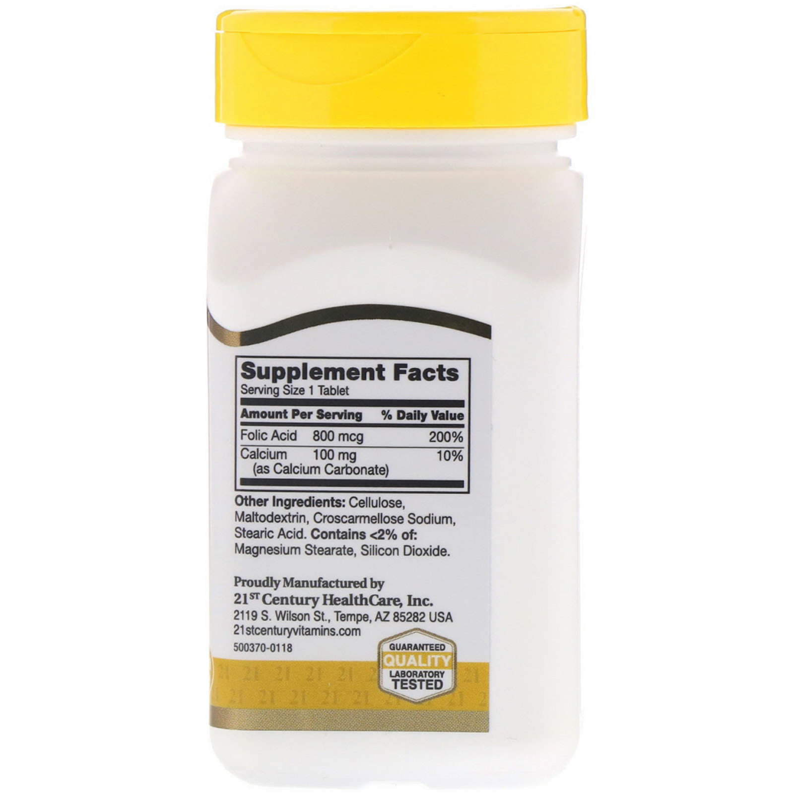 21st Century, Folic Acid, 800 mcg, 180 Easy to Swallow Tablets - Imagem 2