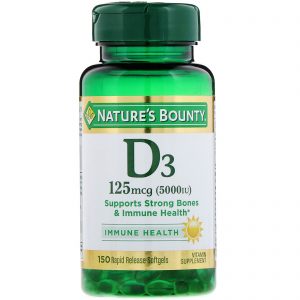 Nature's Bounty, D3, Maximum Strength, 5000 IU, 150 Softgels