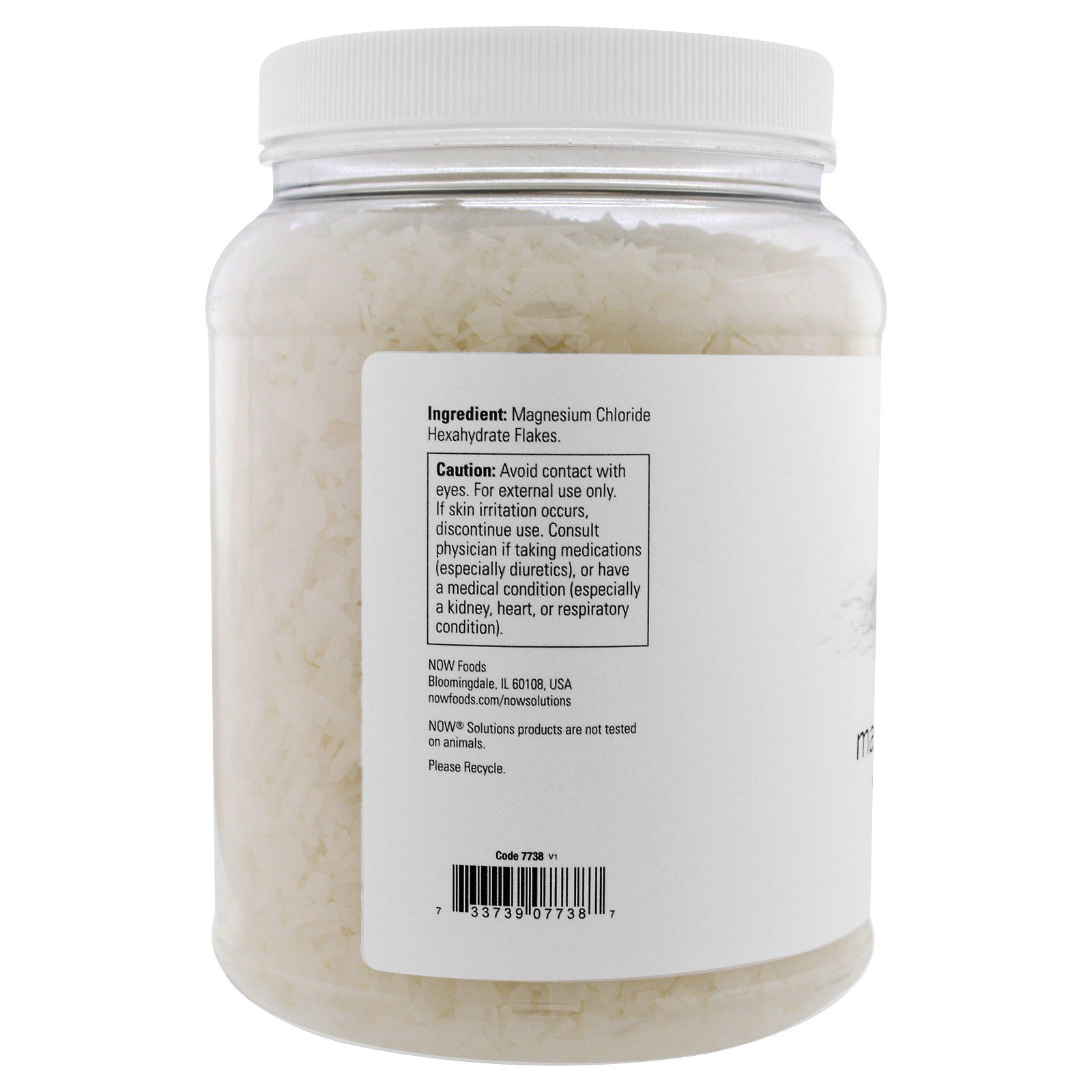 Now Foods, Soluções, Flocos de Magnésio, 100% Puros, 1531 g (3,37 lbs) - Imagem 3
