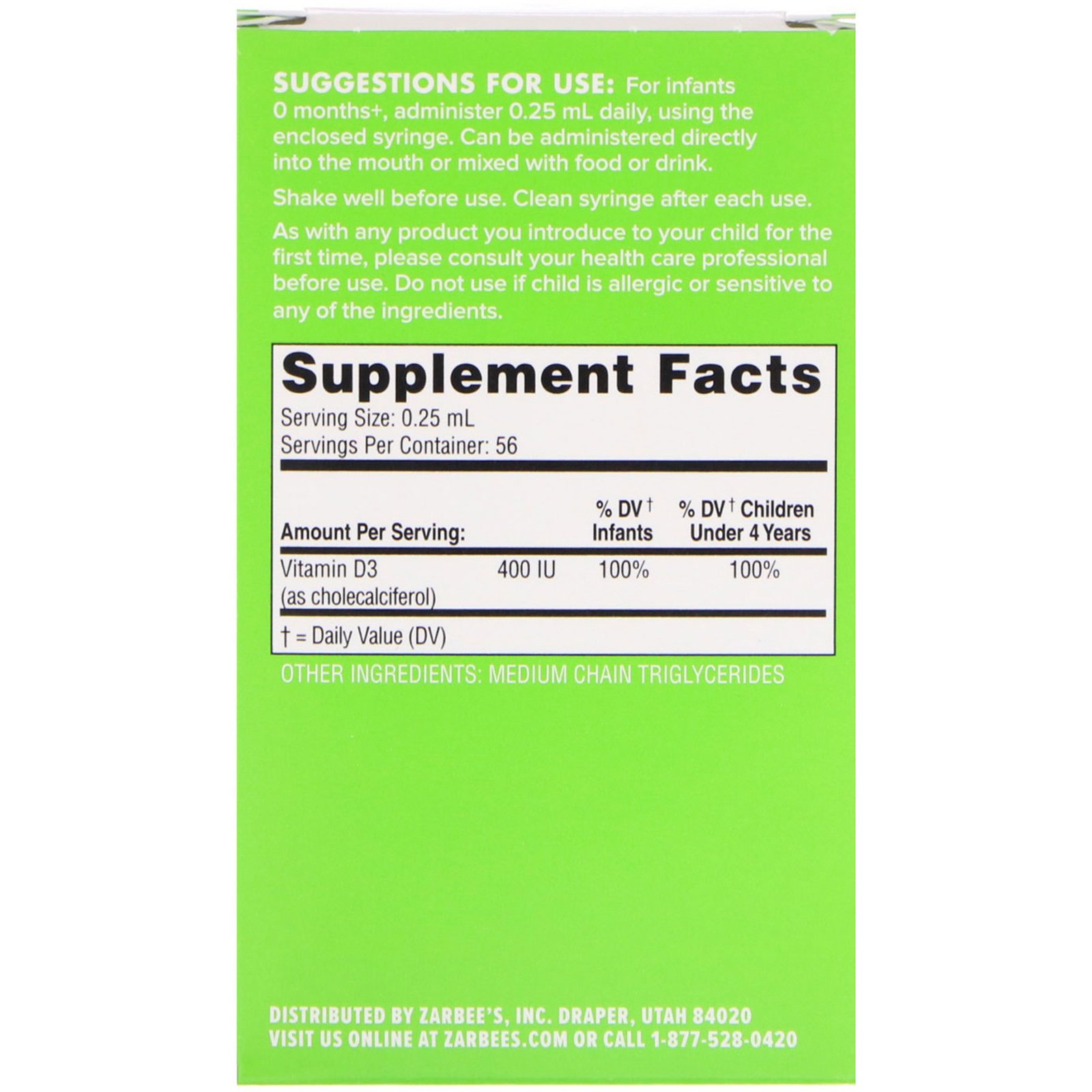 Zarbee's, Naturals, Baby, Vitamina D, 14 ml - Imagem 2