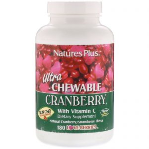 Nature's Plus, Oxicoco Ultra Mastigável com Vitamina C, Sabor Natural de Oxicoco/Morango, 180 Love-Berries
