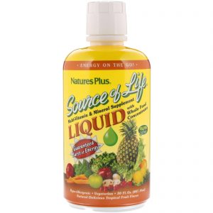 Nature's Plus, Source of Life, Suplemento Líquido de Multivitaminas e Minerais com Concentrados de Alimentos Integrais, Sabor de Frutas Tropicais, 887,10 ml (30 fl oz)