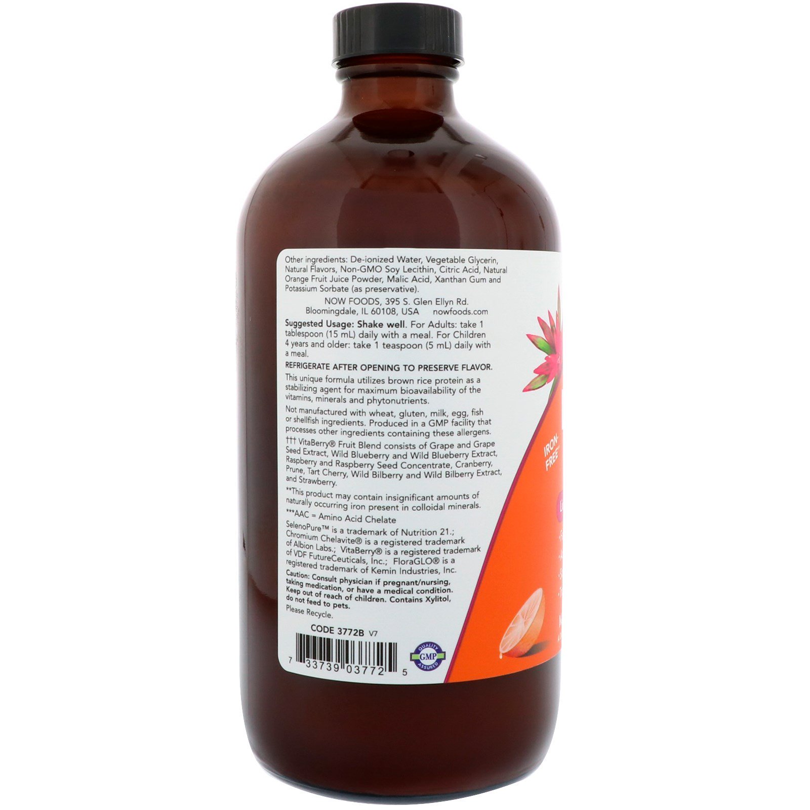 Now Foods, Liquid Multi, Sabor Laranja Tropical, 16 fl oz (473 ml) - Imagem 3
