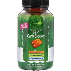 Irwin Naturals, Bloqueador de Carboidratos 3-em-1, Força Máxima, 150 Cápsulas Gelatinosas Líquidas