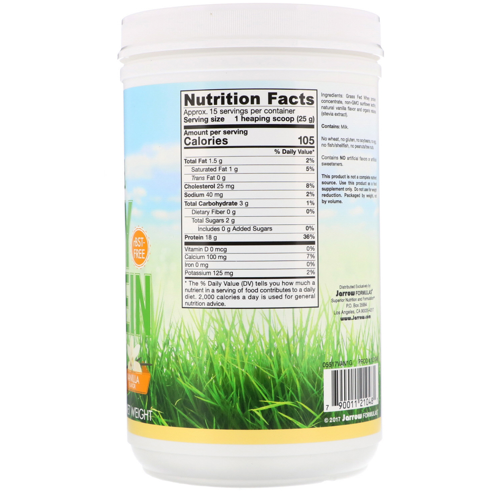 Jarrow Formulas, Whey Protein de Gado Alimentado com Grama, Sabor Baunilha, 370 g (13 oz) - Imagem 2