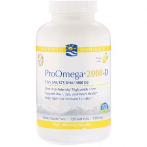 Nordic Naturals, ProOmega 2000-D, Sabor de Limão, 1.250 mg, 120 Cápsulas Softgel