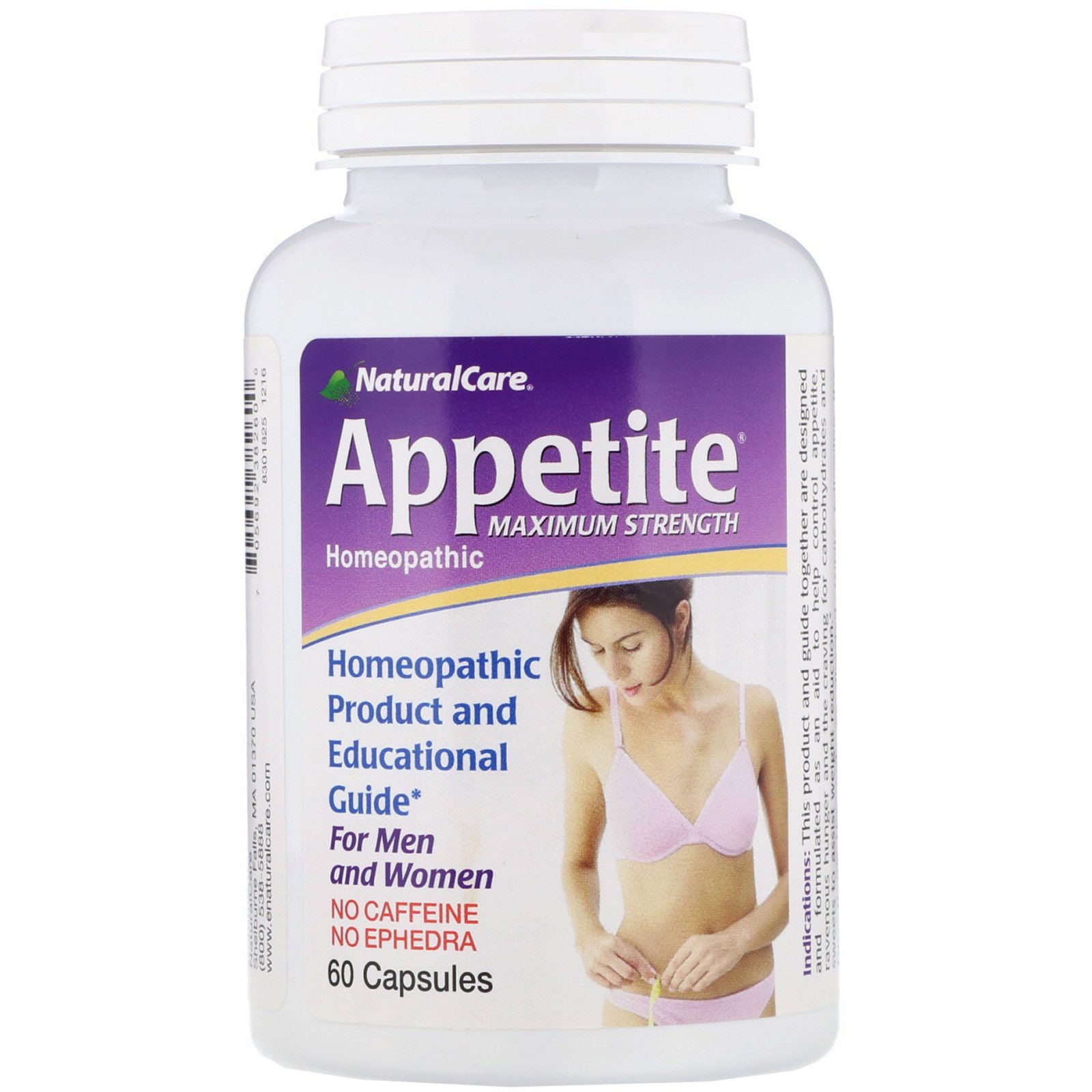 NaturalCare, Appetite, Maximum Strenght, Para Homens e Mulheres, Sem Cafeína, 60 Cápsulas - Imagem 3