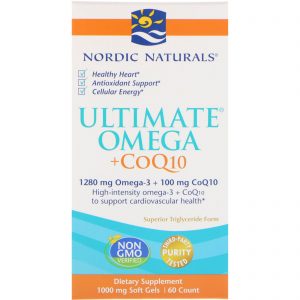Nordic Naturals, Ultimate Omega + CoQ10, 1000 mg, 60 Cápsulas Softgel