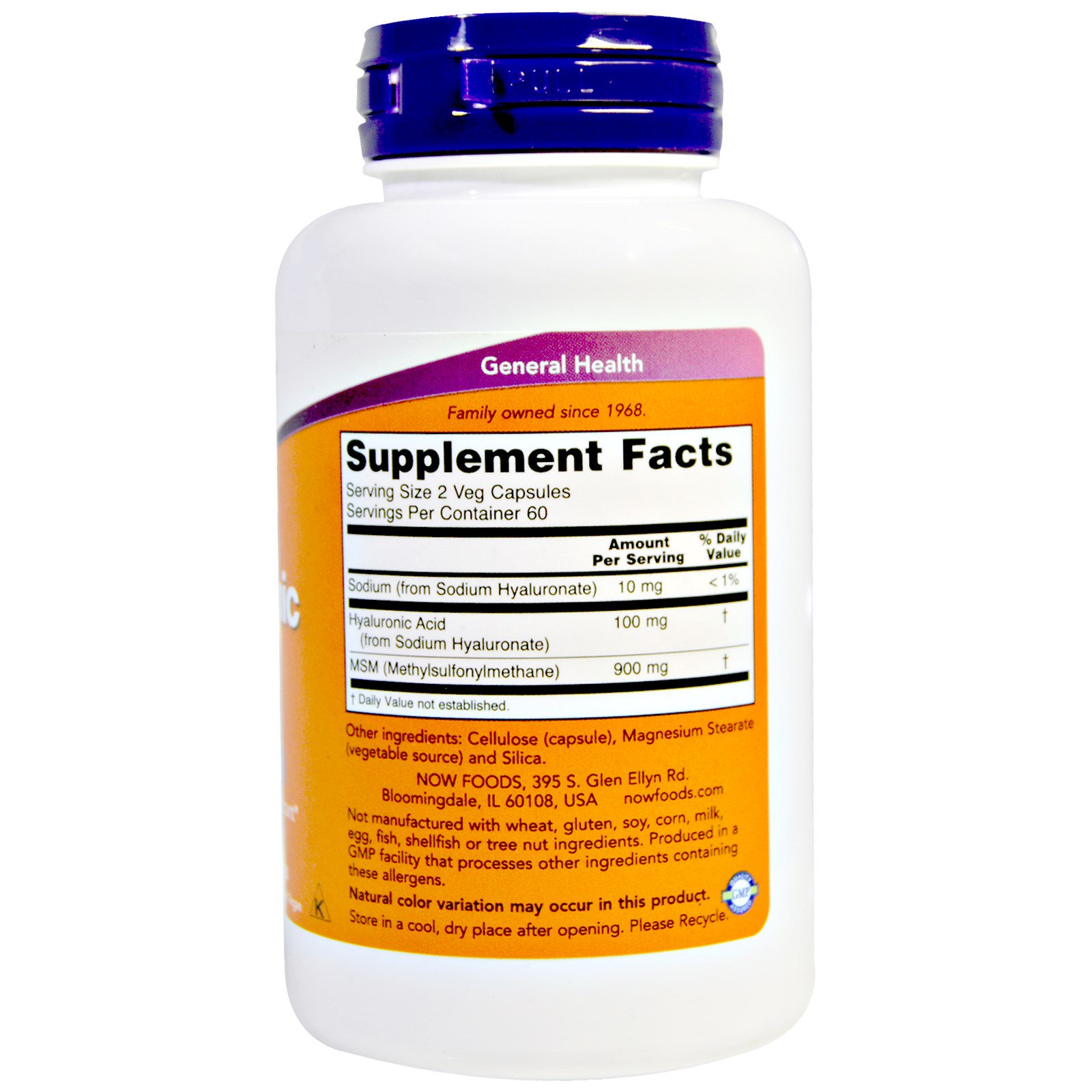 Now Foods, Ácido Hialurônico com MSM, 120 Cápsulas Vegetais - Imagem 2