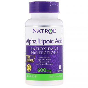 Natrol, Ácido Alfa-Lipóico, Liberação Gradual, 600 mg, 45 Comprimidos