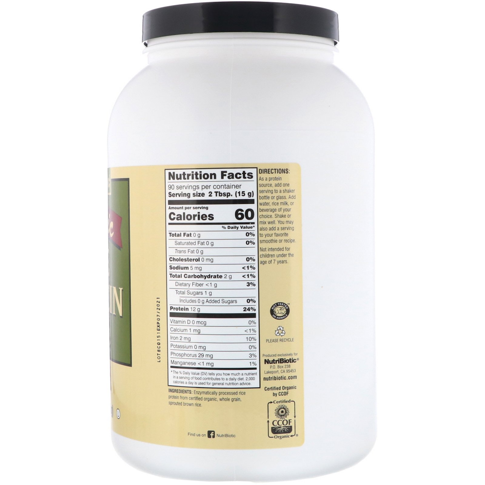 Comprar Nutribiotic Proteína De Arroz Orgânico Crua Pura 136 Kg 3 Lb Preço Suplemento No 4074