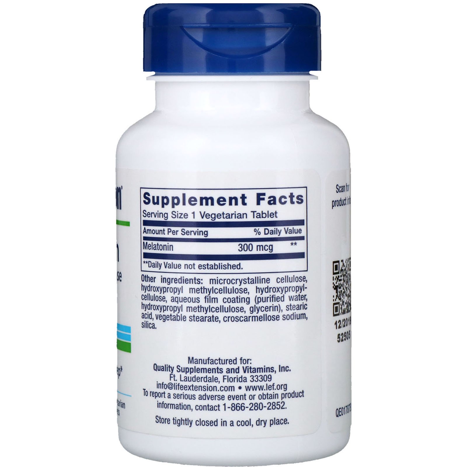 Life Extension, Melatonina, Liberação em 6 Horas, 300 mcg, 100 Comprimidos Vegetais - Imagem 2