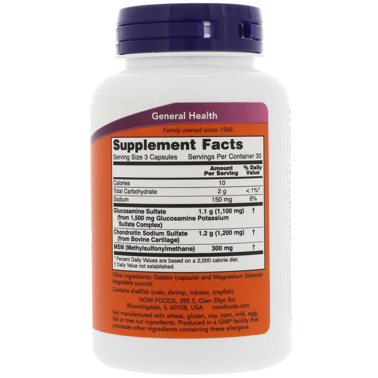 Now Foods, Glucosamina e Condroitin com MSMm, 90 Cápsulas - Imagem 2