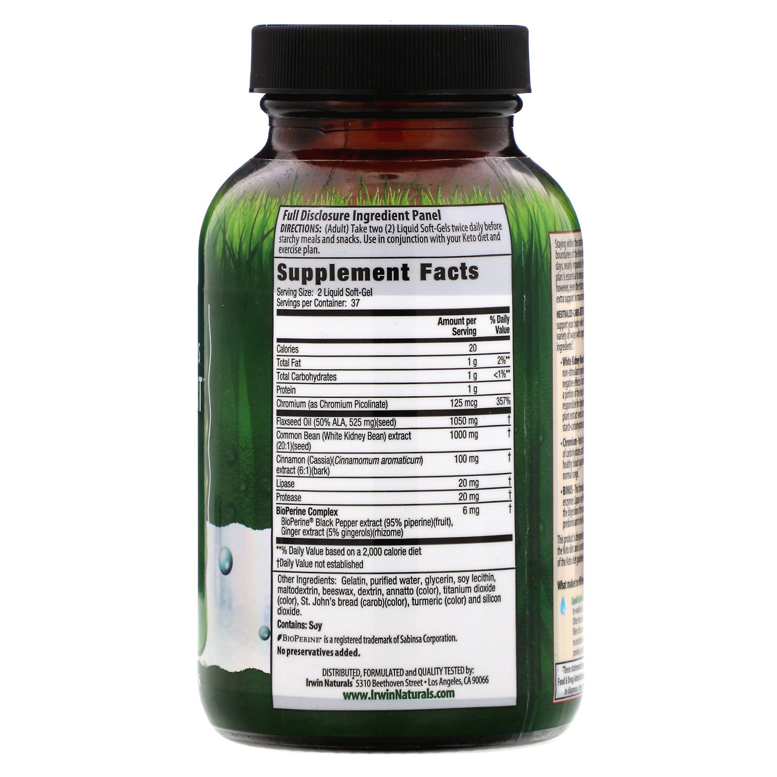Irwin Naturals, Neutralize-Carbs Keto Support, 75 Liquid Soft-Gels - Imagem 2