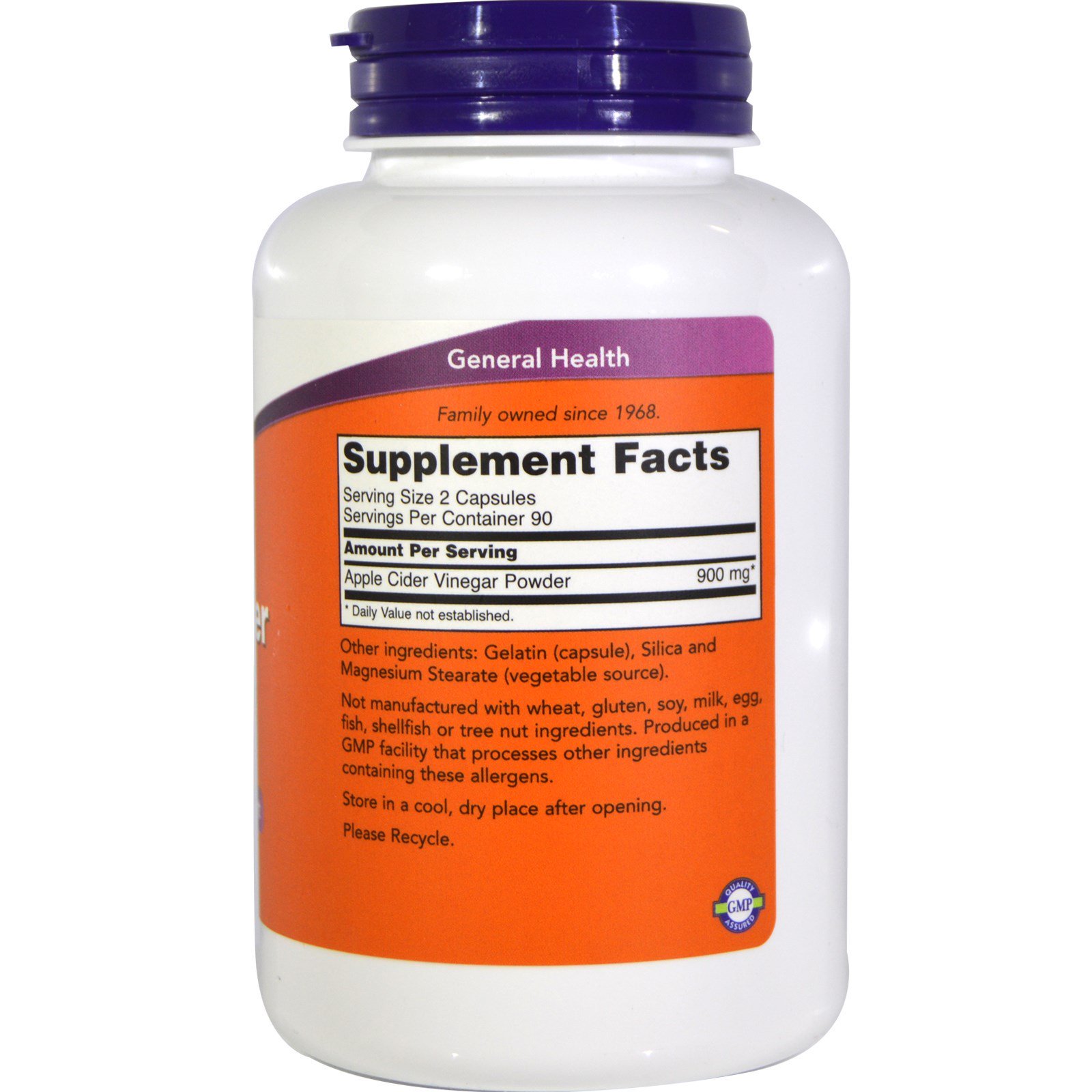 Now Foods, Vinagre de maçã, 450 mg, 180 cápsulas - Imagem 2
