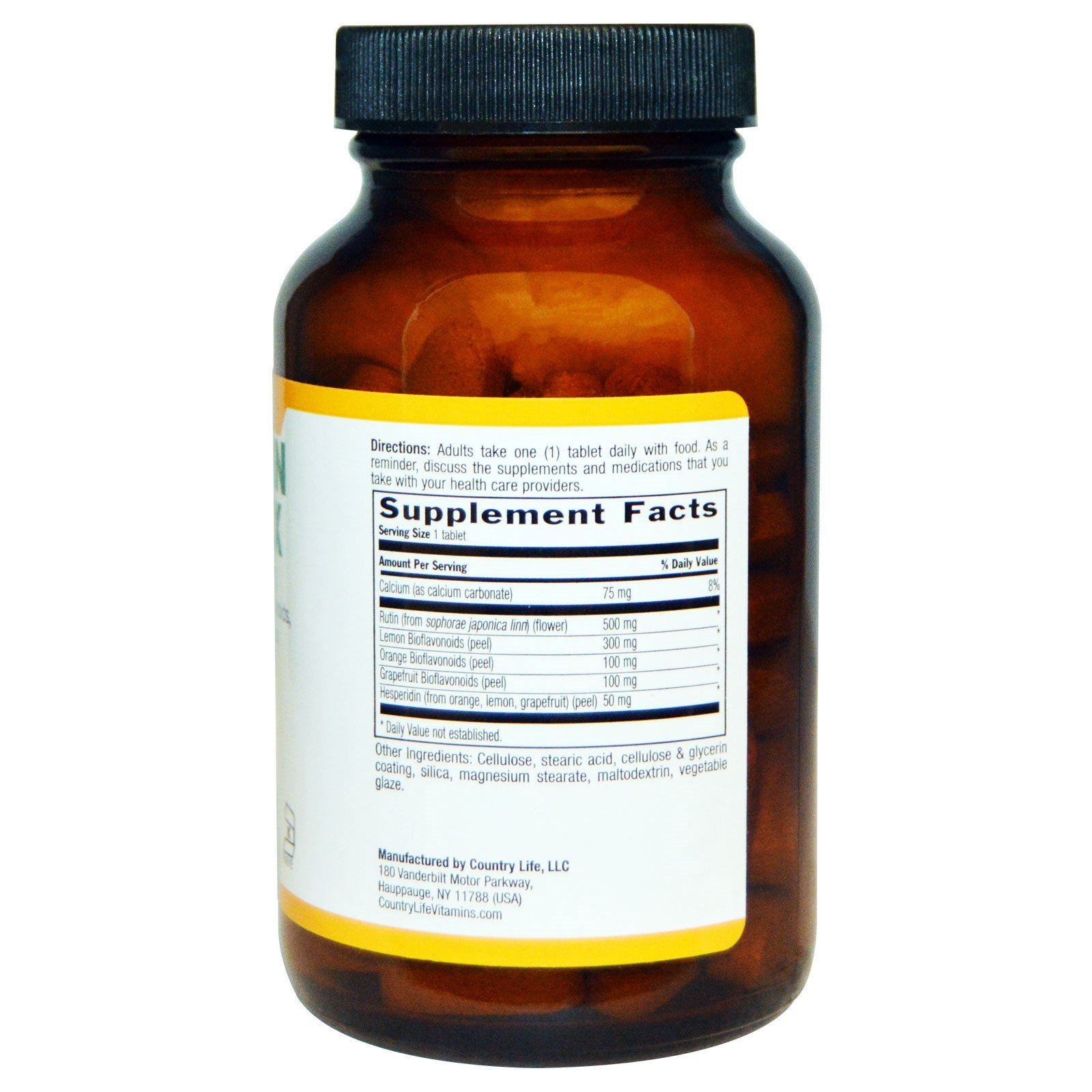 Country Life, Complexo de Biorrutina, 500 mg / 500 mg, 90 tabletes - Imagem 2