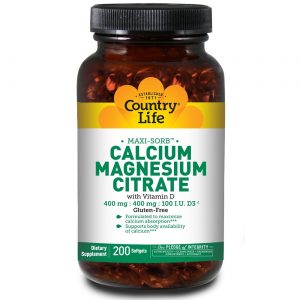 Country Life, Citrato de Cálcio-Magnésio Com Vitamina D - 200 Cápsulas
