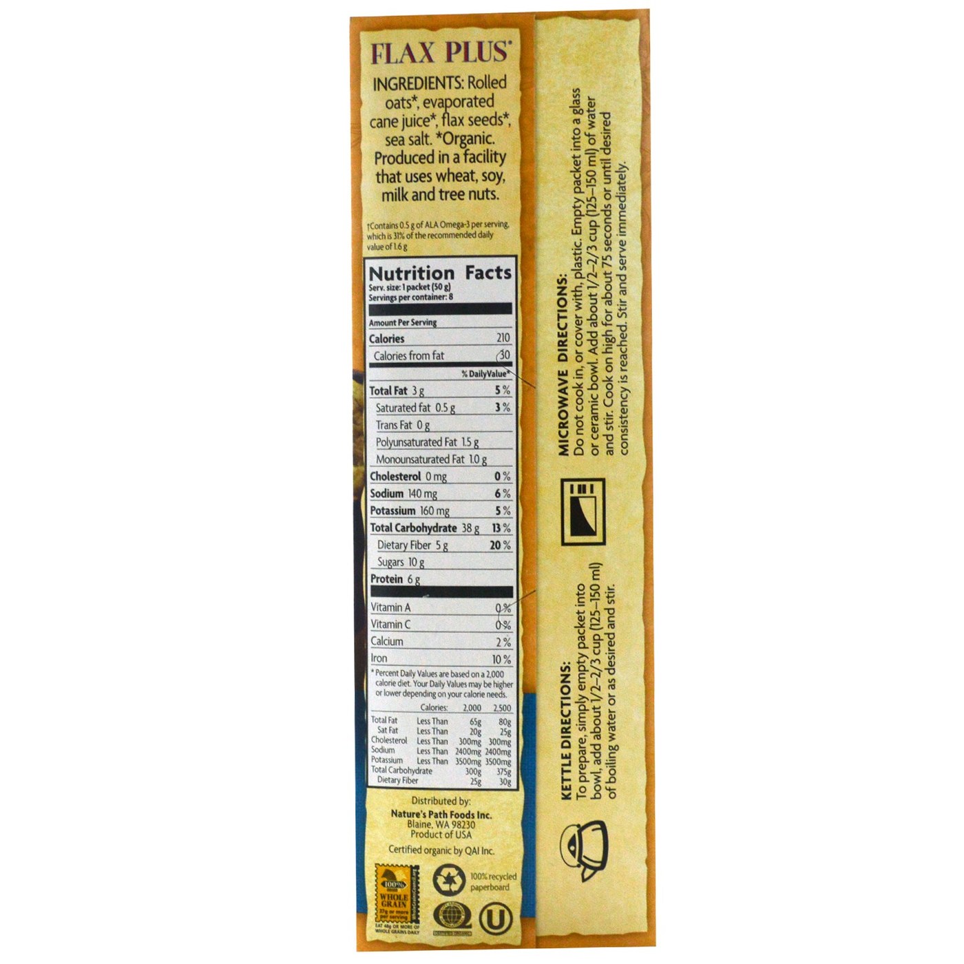 Natures Path Linho Além disso Oatmeal (6 Pack) 6-8 caixas de pacotes - Imagem 2
