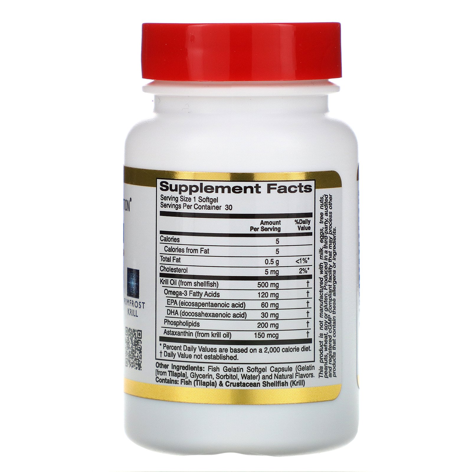 California Gold Nutrition, Óleo de Krill Antártico, com Astaxantina, RIMFROST, Aroma Natural de Morango e Limão, 500 mg, 30 Cápsulas Softgel de Gelatina de Peixe - Imagem 2