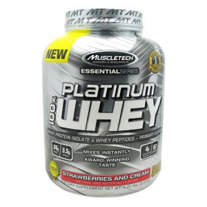 MuscleTech Platinum 100% Whey, Morangos e creme - 5 lbs