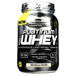 MuscleTech, Platinum 100% Whey - Sabor Bolo de Baunilha - 2 lbs