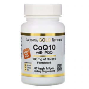 California Gold Nutrition, CoQ10 100 mg com PQQ 10 mg, 60 Softgels Vegetais