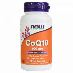 CoQ10 100 mg com Baga de Espinheiro Now Foods 90 Cápsulas Vegetarianas