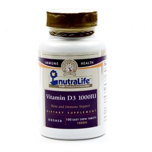 NutraLife, Vitamina D3 1000 IU - 100 Comprimidos Fáceis de Mastigar