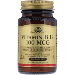 Solgar, Vitamina B12, 100 mcg, 100 comprimidos