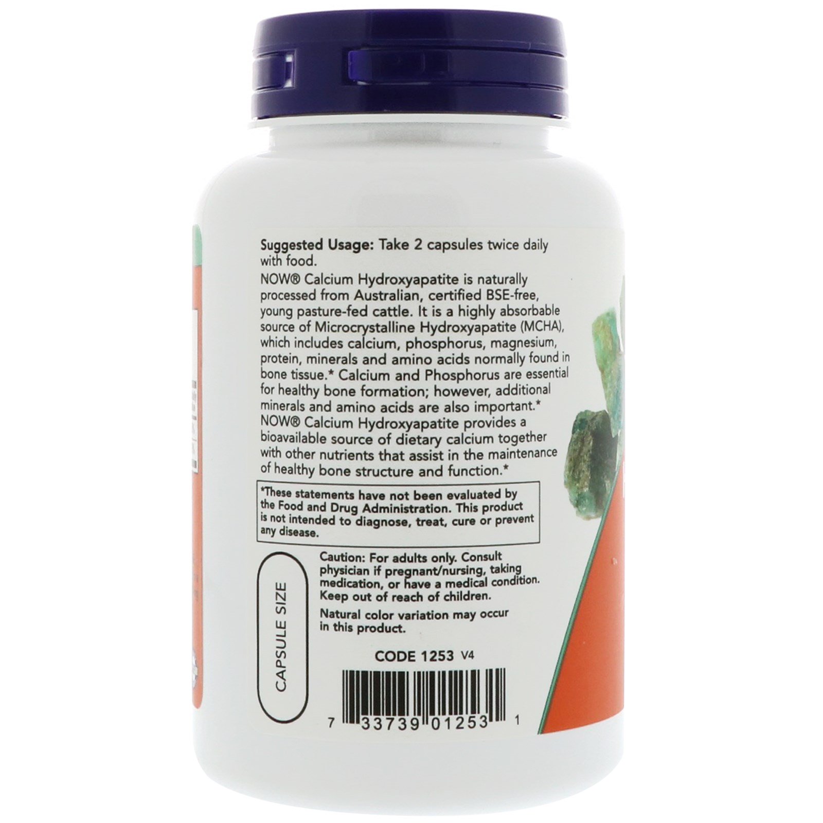 Now Foods, Cápsulas de hidroxiapatita de cálcio, 120 Cápsulas - Imagem 3