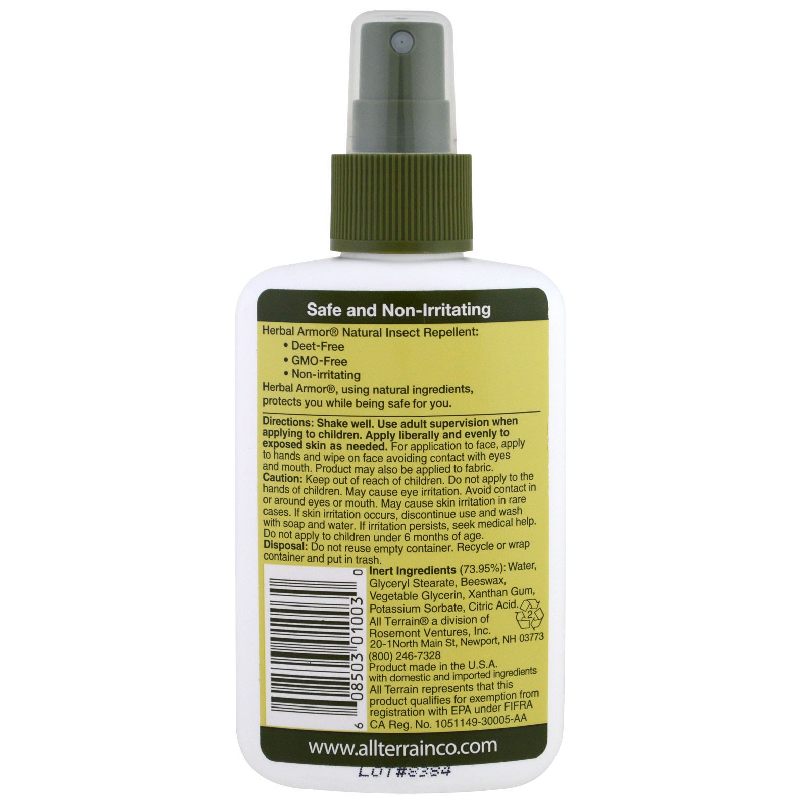 All Terrain, Herbal Armor, Repelente de Inseto Natural com Spray de Bomba Sem DEET, 4 fl. oz. (120 ml) - Imagem 2