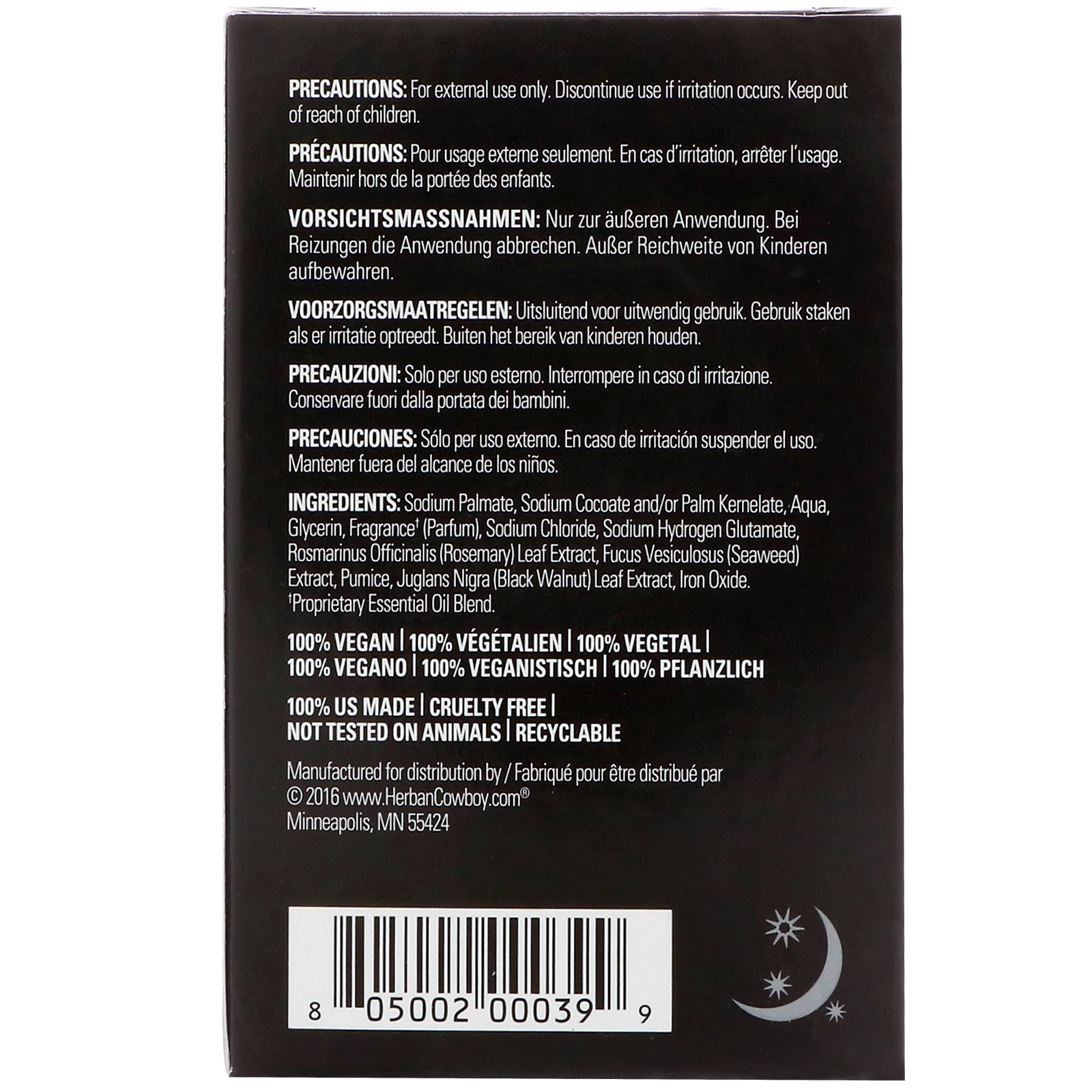 Herban Cowboy, Sabonete Moído Desodorante, Noite, 5 oz (140 g) - Imagem 2