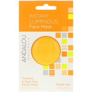 Andalou Naturals, Luminosidade Instantânea, Máscara Facial de Turmérico e Argila Dourada, 0,28 oz (8 g)