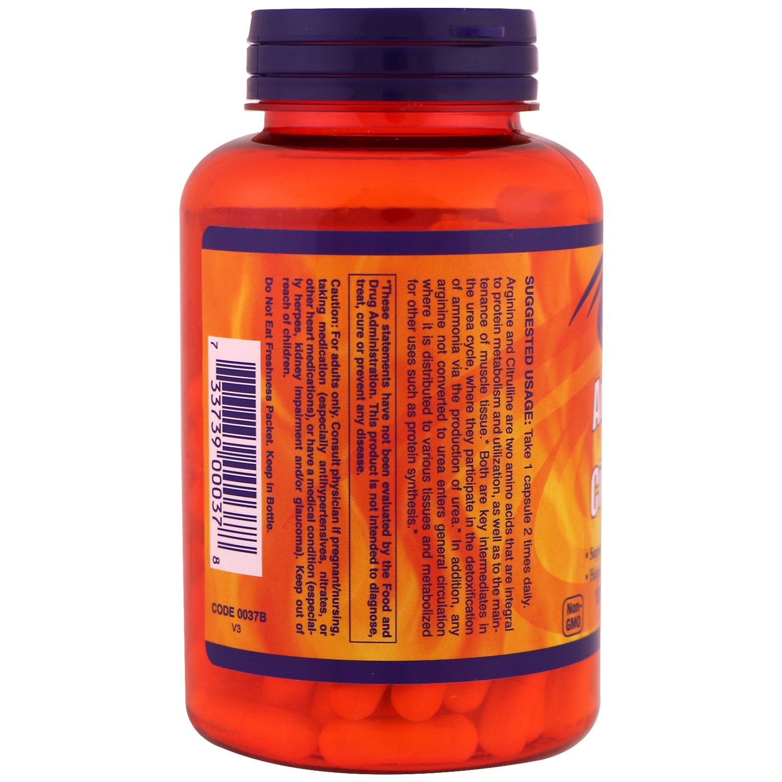 Now Foods, Sports, Arginina e Citrulina, 500 mg/250 mg, 120 Cápsulas Vegetais - Imagem 3