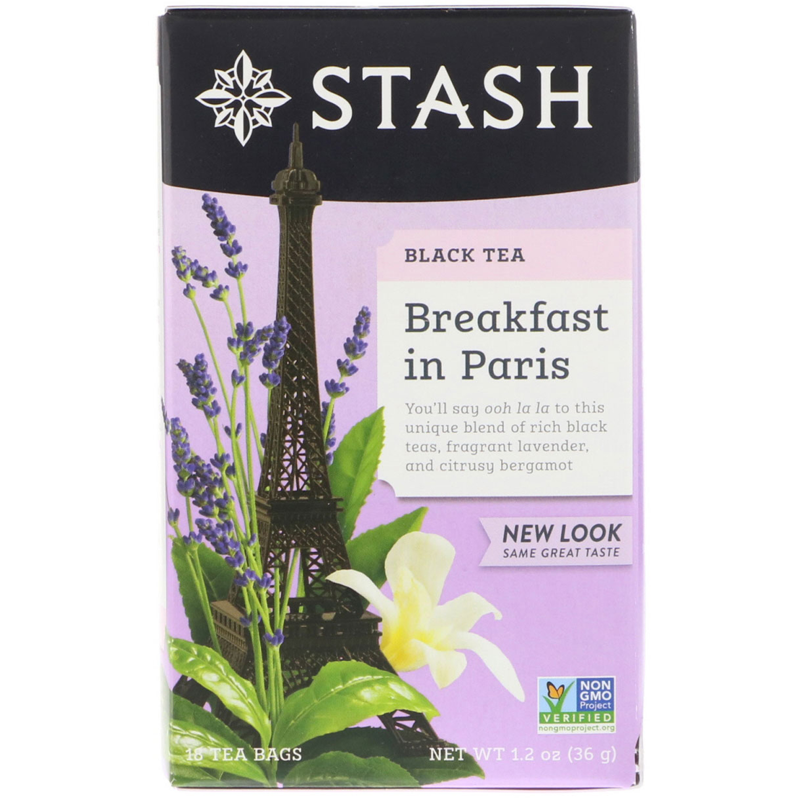 Stash Tea, Premium, Chá Preto, Café-da-Manhã em Paris, 18 Saquinhos de Chá, 1.2 oz (36 g)