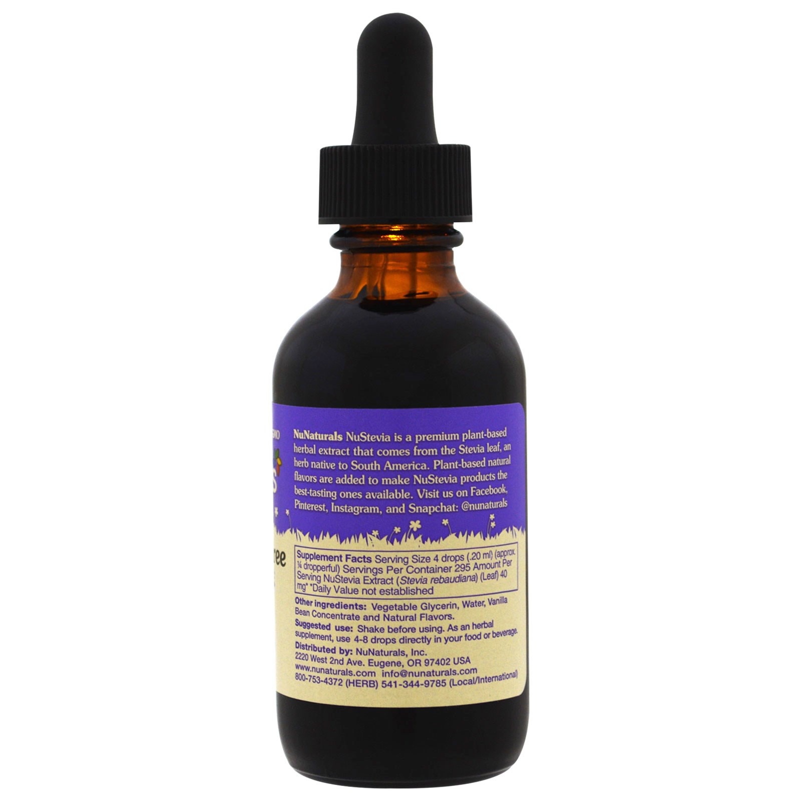 NuNaturals, Baunilha NuStevia, Líquido puro, Sem álcool, 59 ml - Imagem 2