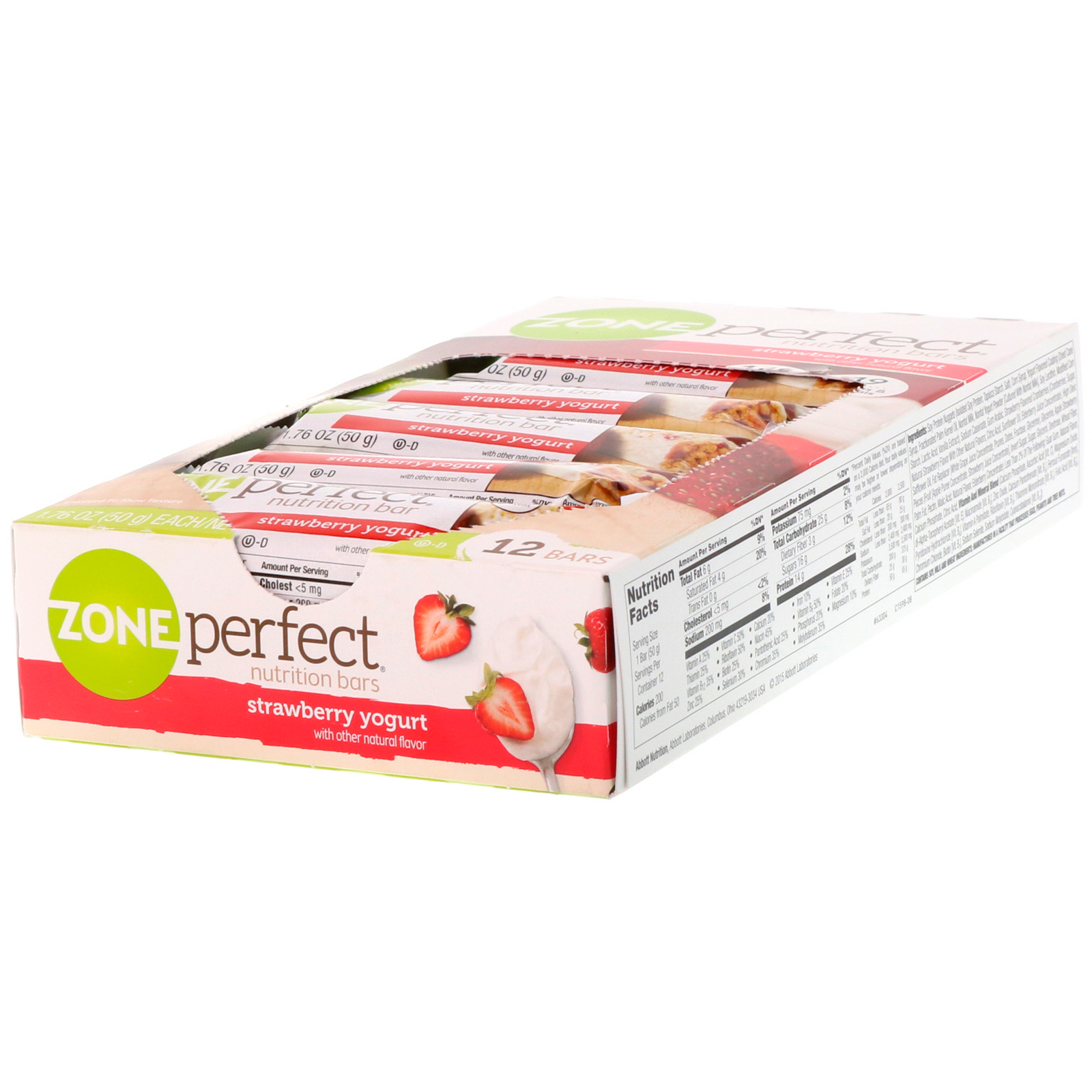 ZonePerfect, Barras de nutrição, Morango Iogurte, 12 barras, 1,76 oz (50 g) Cada
