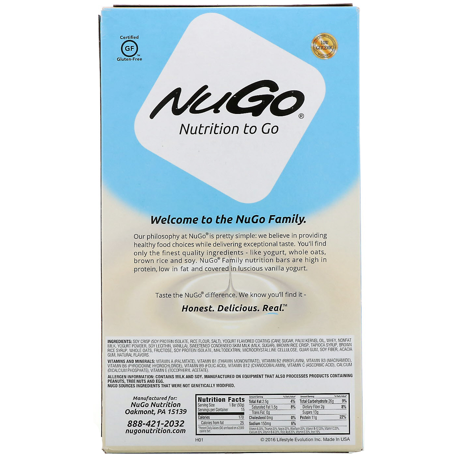 NuGo Nutrition, Nutrition To Go, Iogurte de Baunilha, 15 Barras, 1,76 oz (50 g) Cada - Imagem 3