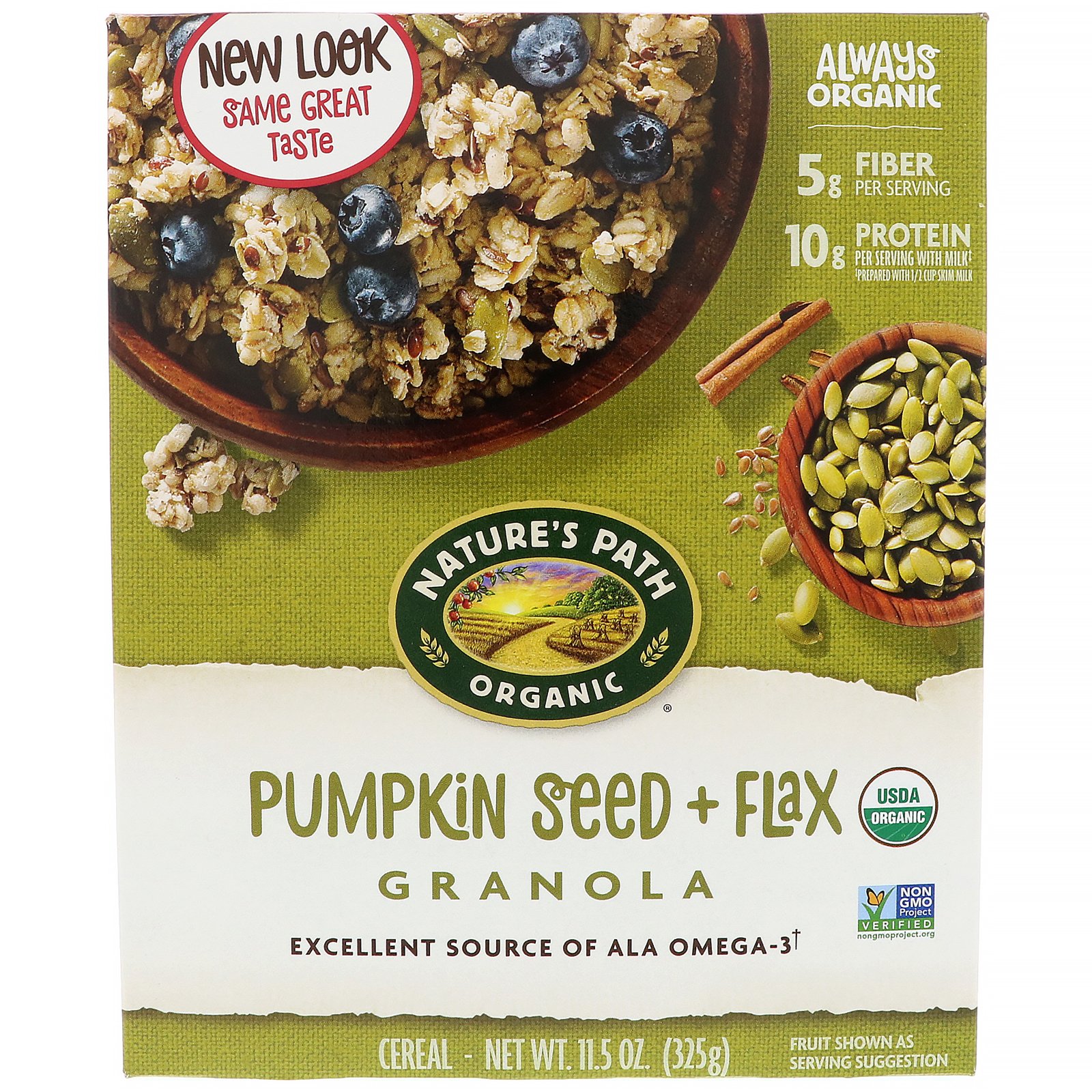 Nature's Path, Cereal Orgânico de Semente de Abóbora + Granola de Linhaça , 325 g