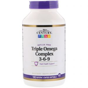 21st Century, Complexo de Çomega Tripla 3-6-9, 180 Softgels entérico revestidos