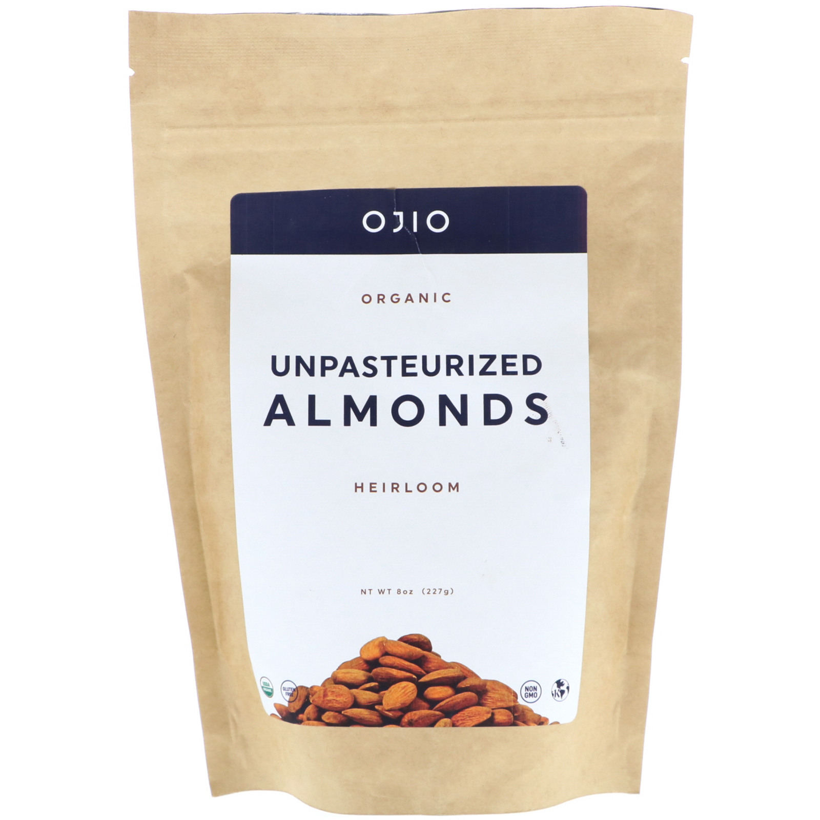 Ojio, Amêndoas Orgânicas Não Pasteurizadas 227 g (8 g)